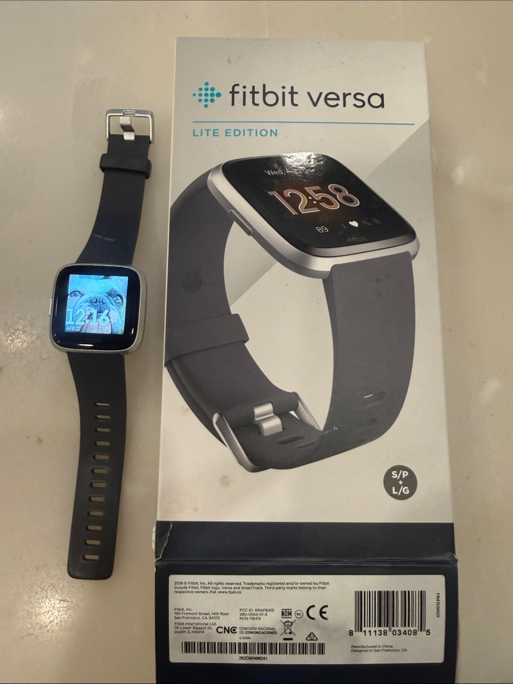 fitbit Versa Lite Edition Smartwatch - Black Band, Silver Case